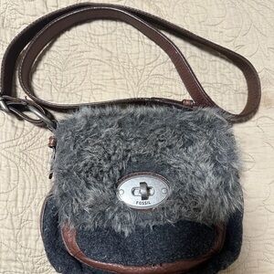 Fossil Charcoal and Chocolate Crossbody Bag
